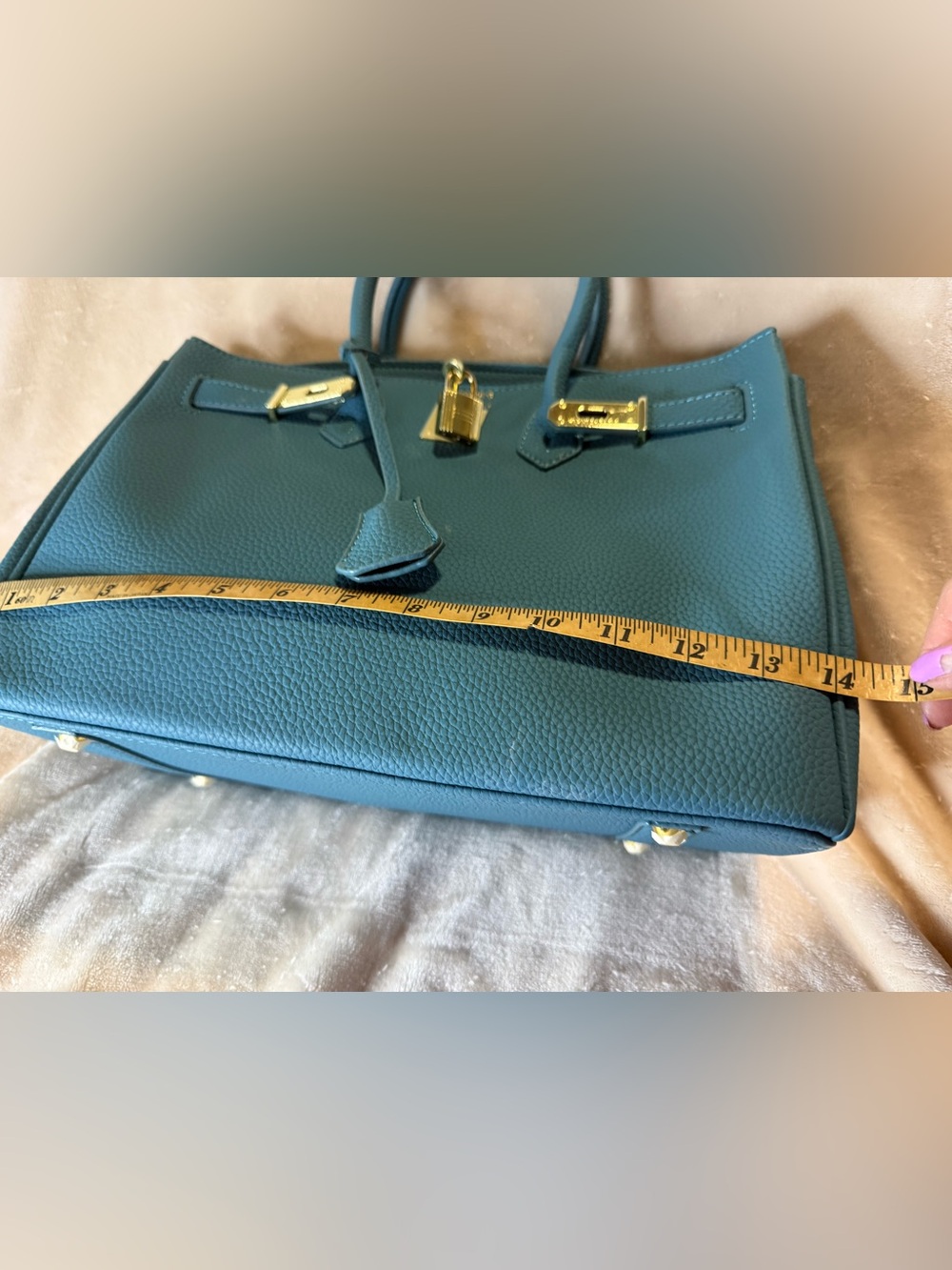 Faux Birkin Satchel with Gold-Tone Hardware - Picture 9 of 10